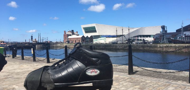 Jade's boots and the museum in the background